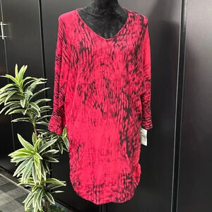 Calvin Klein Rhinestone,3 quarter sleeve, V-neck,ruched hip,sweater,soft stretch